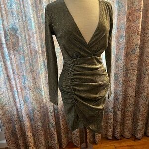 Shimmering Olive Long Sleeve Dress